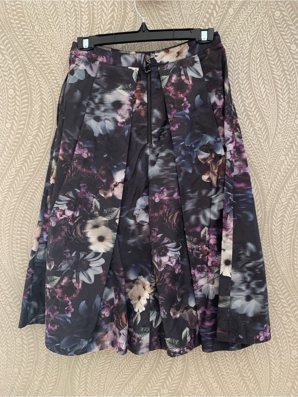Floral Pleated A-Line Skirt - Purple Multi